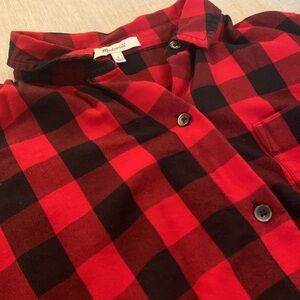 Red and Black Plaid Button-Up Shirt